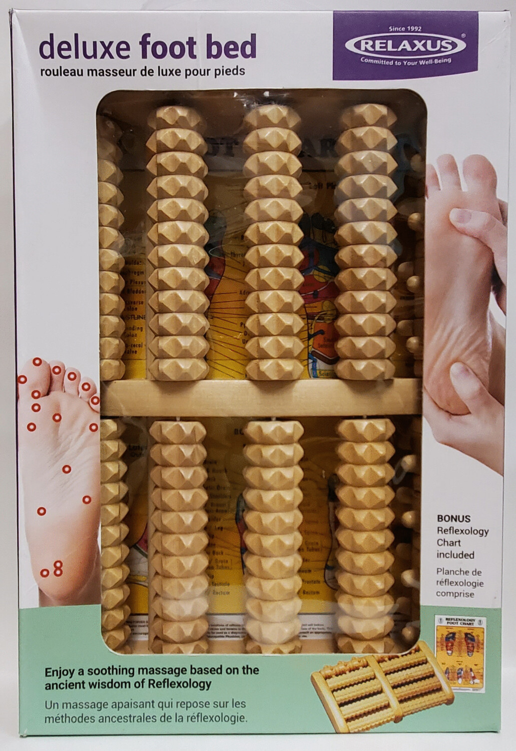 Rouleau masseur  Deluxe pour pieds, avec charte de réflexologie. 8.25&#39;&#39;x5&#39;&#39;, (21x13cm)