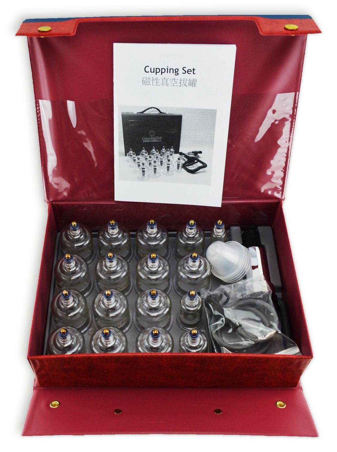 Ensemble 17 ventouses en plastique avec pompe  et coffret rouge
