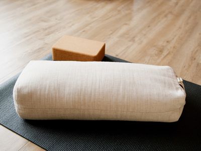 Coussin / Traversin rectangulaire en lin et coton couleur Sable