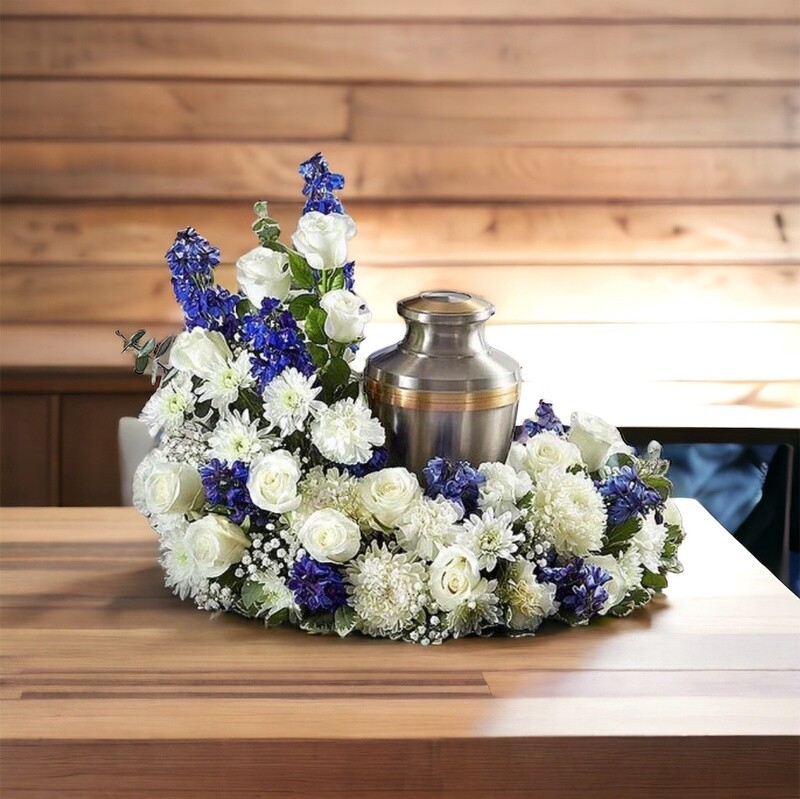 Peaceful and Blue Urn Arrangement