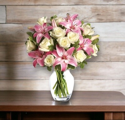 Roses and Stargazers Floral Arrangement
