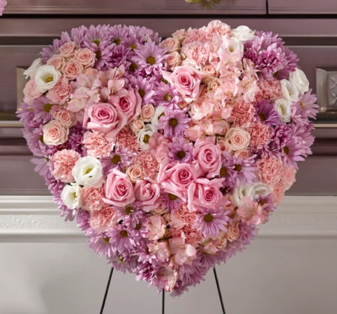 Pink Full Heart Standing Spray