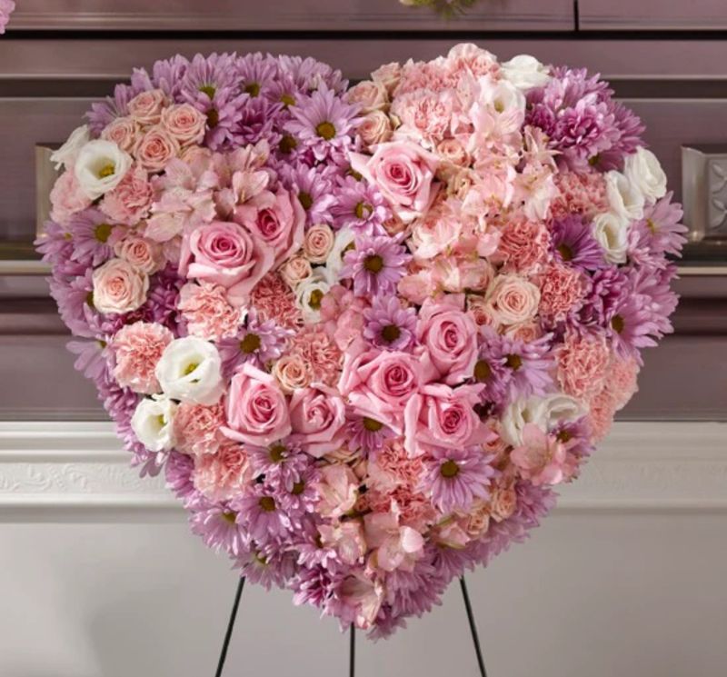 Pink Full Heart Standing Spray