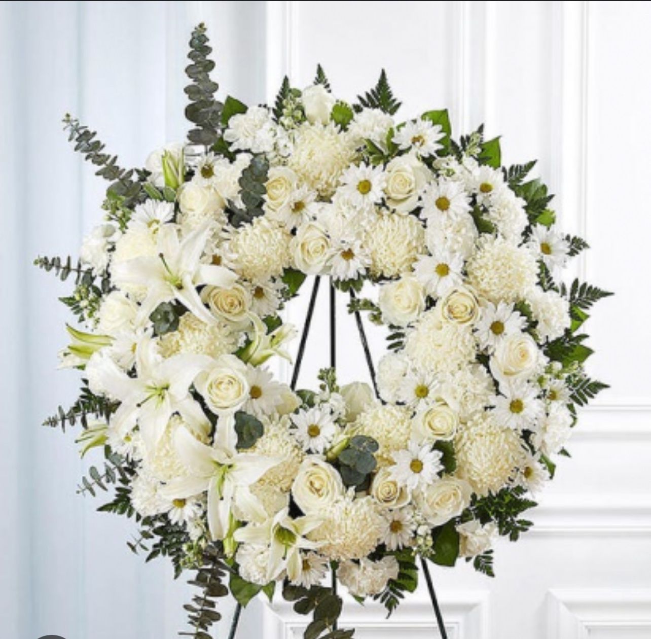 All White Wreath Standing Spray