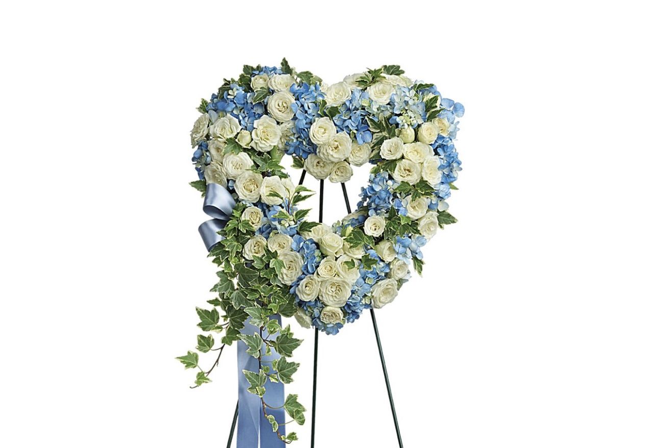 Blue and white Heart  Standing Spray