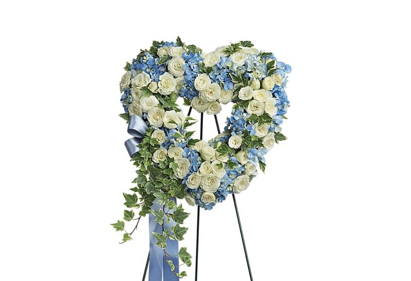 Blue and white Heart  Standing Spray