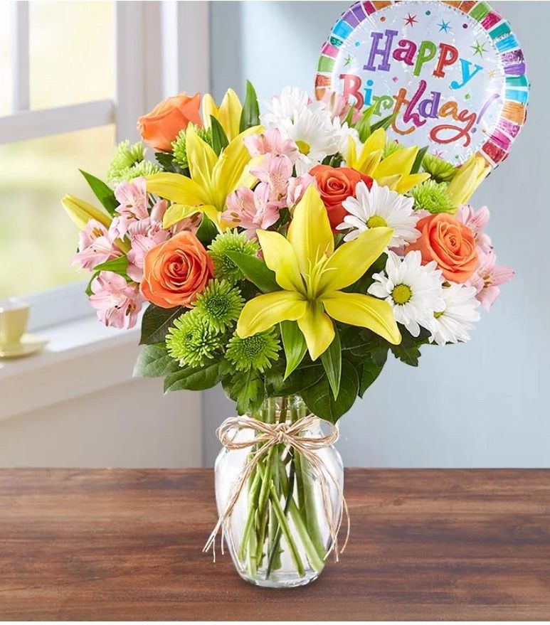 Birthday Arrangement with Balloon