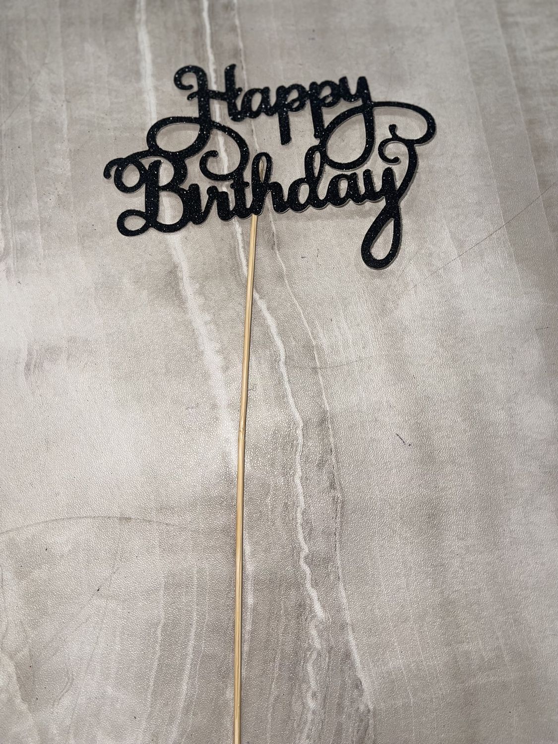 Add on Floral Picks, Butterflies and Crowns (For All Occasions), Type: Black Glitter Happy B-Day Pick