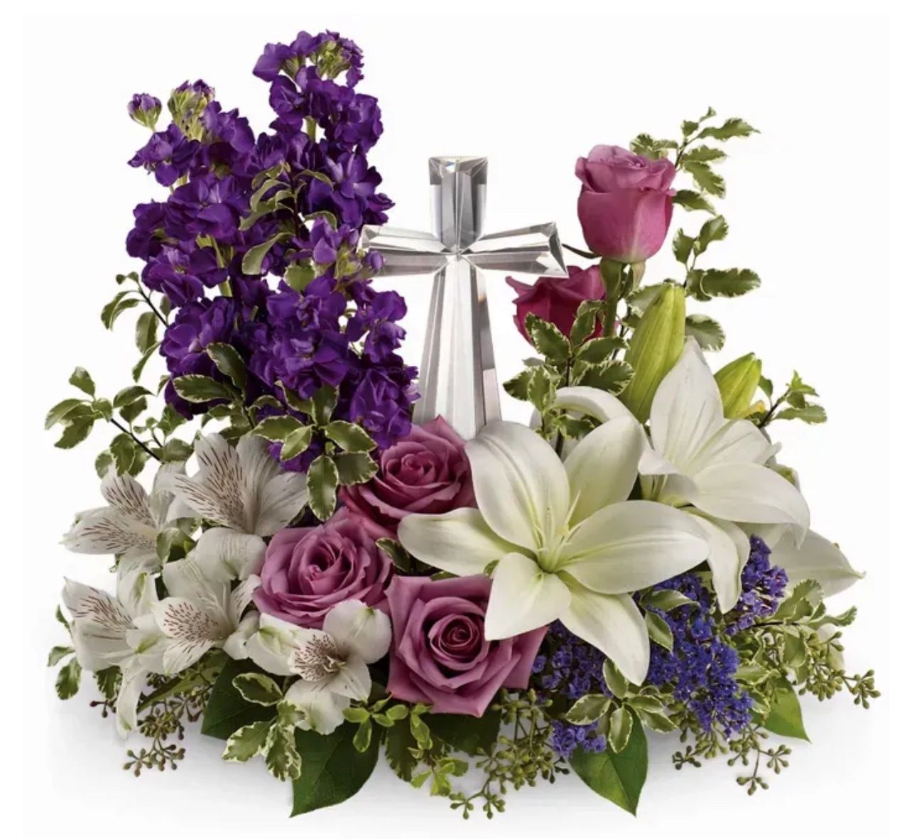 Crystal Cross Sympathy Arrangement, Color: Crystal Cross Arrangement