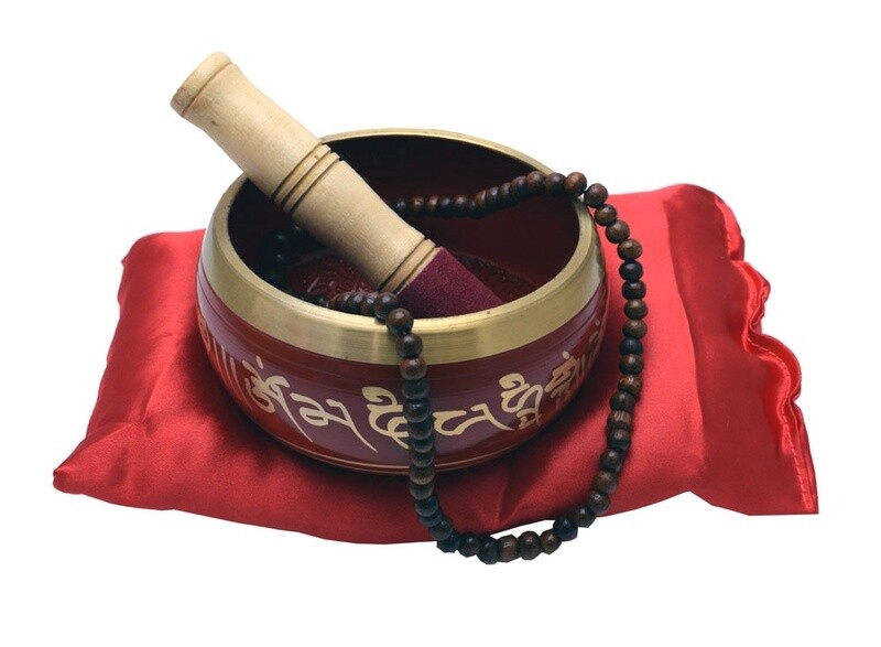 Singing Bowl Buddha 11cm Red