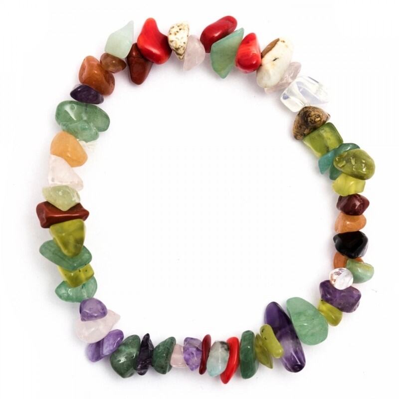 Mixed Crystal - Elasticated Chip Bracelet