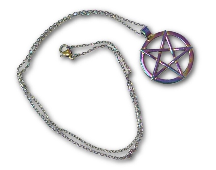 Titanium Aura Pentagram Necklace Size : 26.6x32.7mm