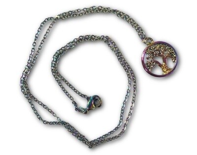 Titanium Aura Tree of Life Necklace