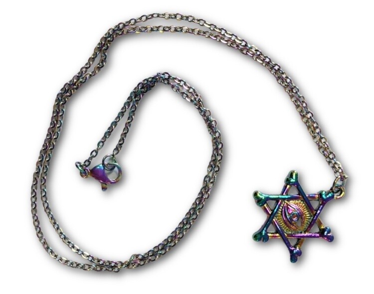 Titanium Aura All Seeing Eye Star Necklace