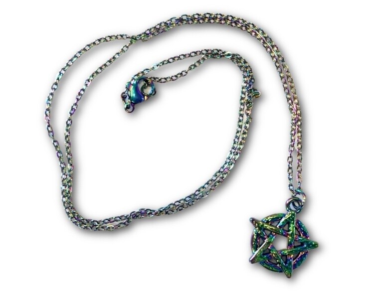 Titanium Aura Pentagram Necklace