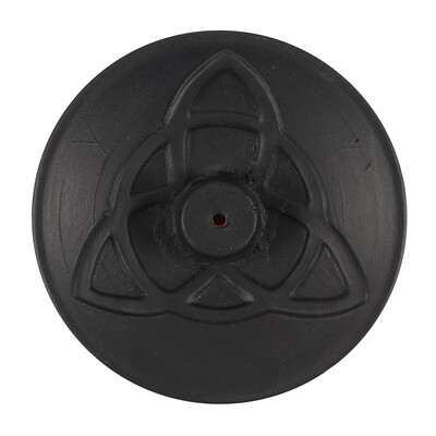 Black Triquetra Terracotta Incense Plate