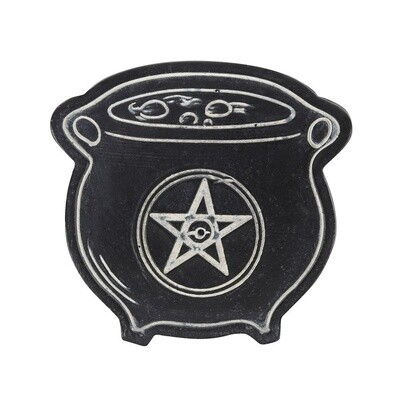 Resin Cauldron with Pentagram Incense Holder