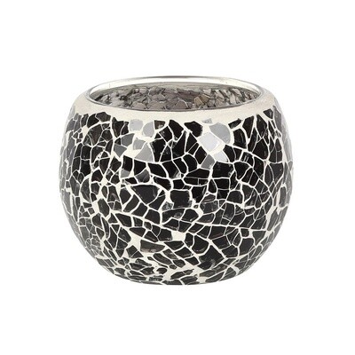 Small Gunmetal Grey Crackle Candle Holder