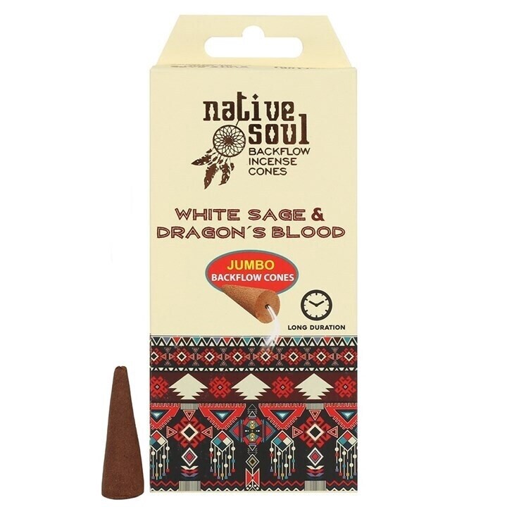 Native Soul White Sage &amp; Dragon&#39;s Blood Backflow Incense Cones
