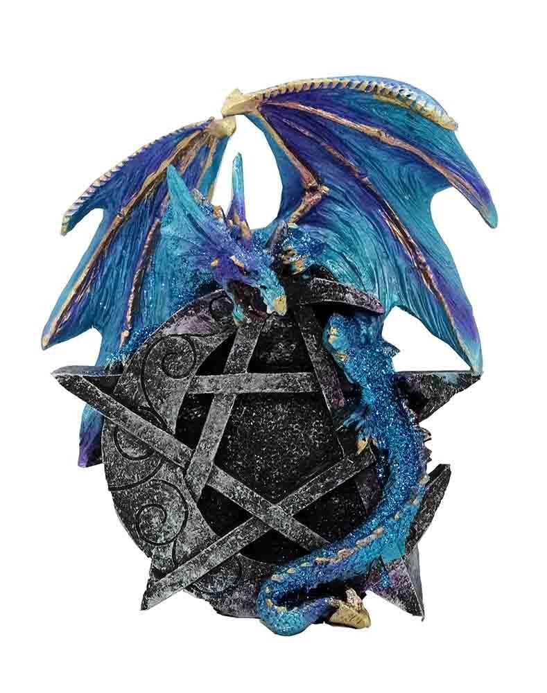 Dragon On Pentagram Moon Blue