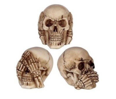 Set of 3 Small See No, Hear No, Speak No Evil Skulls