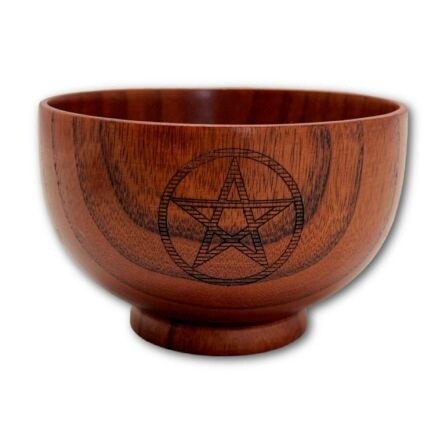Wooden bowl with Pentagram Engraving