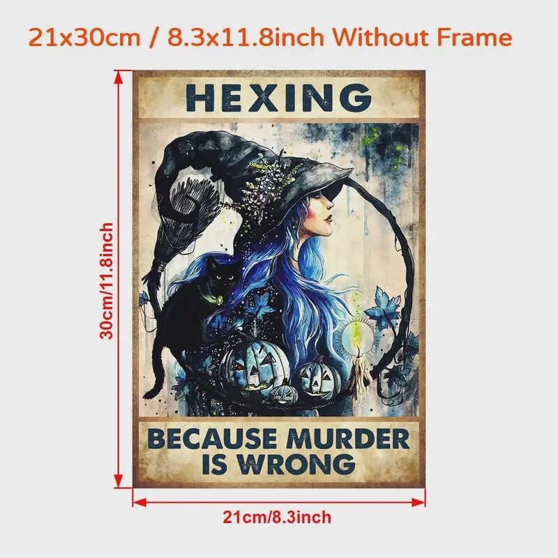 Retro Canvas Print, Hexing Because Murder Is Wrong - No Frame