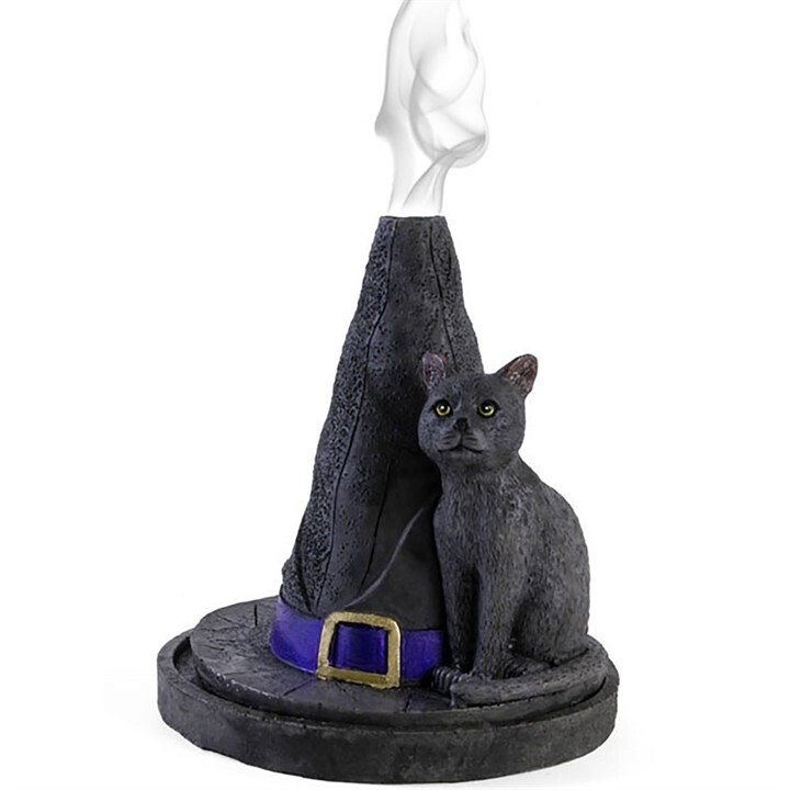WITCH HAT WITH CAT INCENSE CONE HOLDER