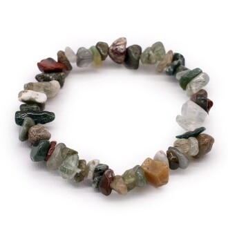 Moss Agate - Elasticated Chip Bracelet