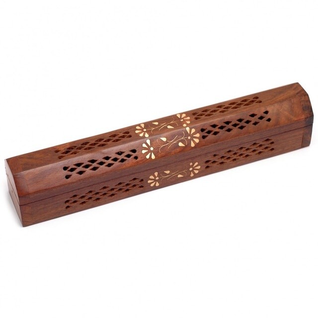 Incense Box With Brass Floral Inlay