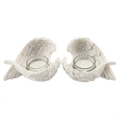 SET OF TWO ANGEL WING CANDLE HOLDERS