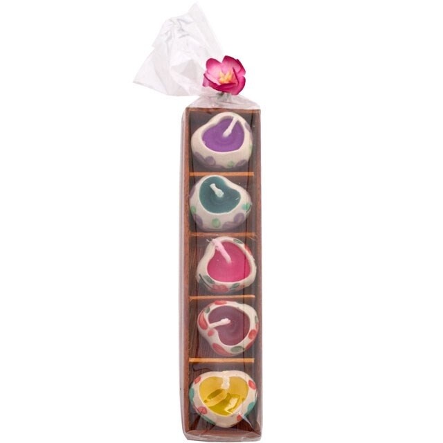 5 Mini Heart Candles Gift Set