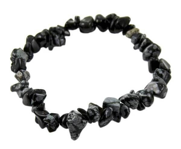 Snowflake Obsidian - Elasticated Chip Bracelet