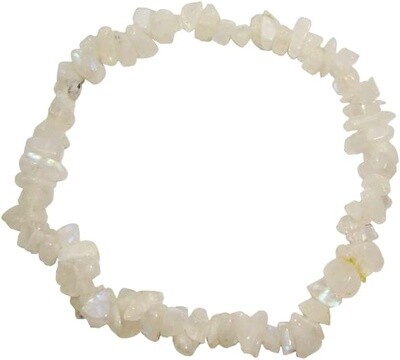White Moon Stone - Elasticated Chip Bracelet