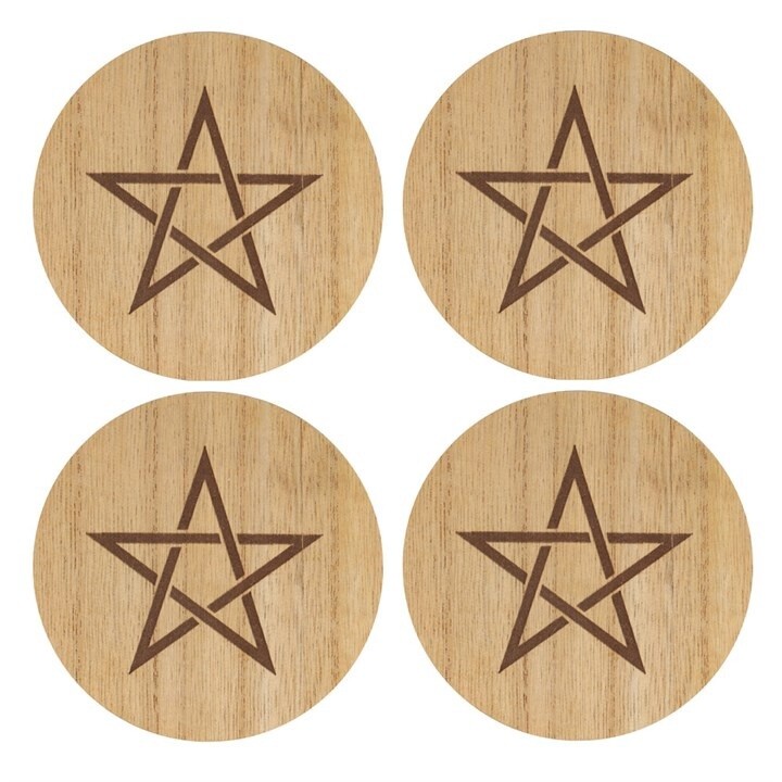 ENGRAVED PENTAGRAM COASTER SET