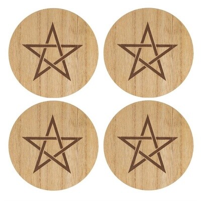 ENGRAVED PENTAGRAM COASTER SET