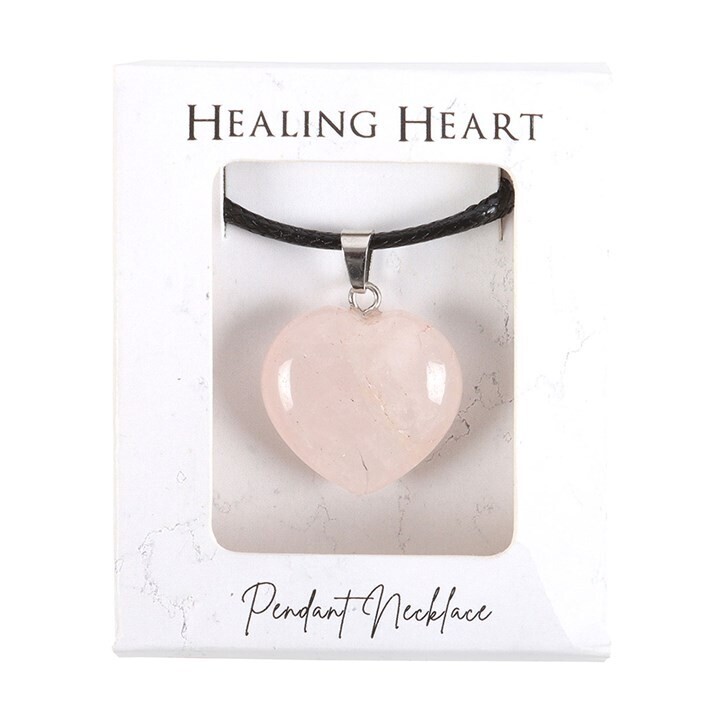 Rose Quartz Healing Crystal Heart Necklace