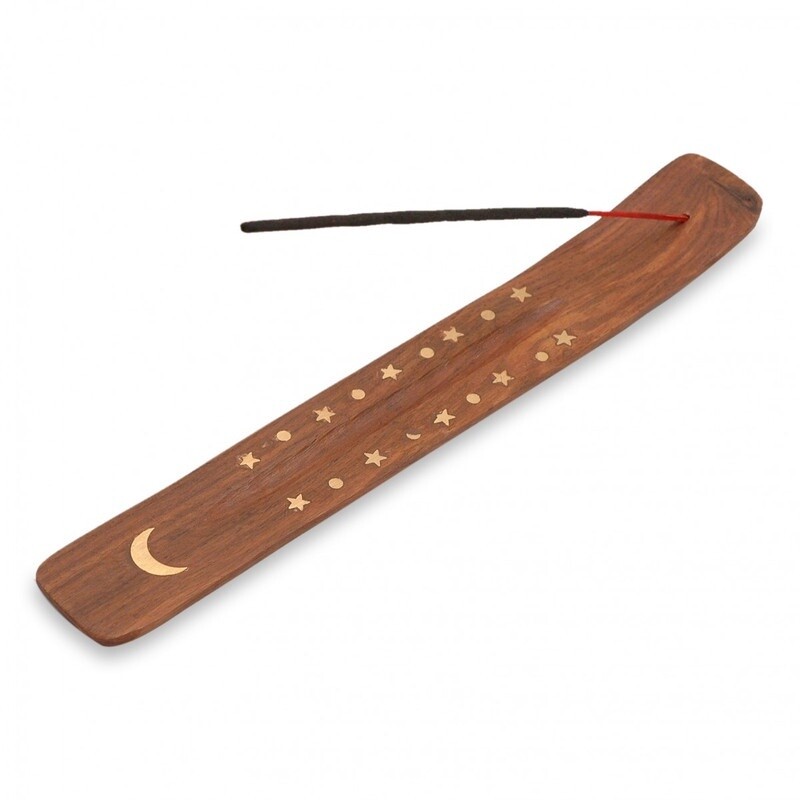 Wooden Incense Ski Holder With Brass Inlays