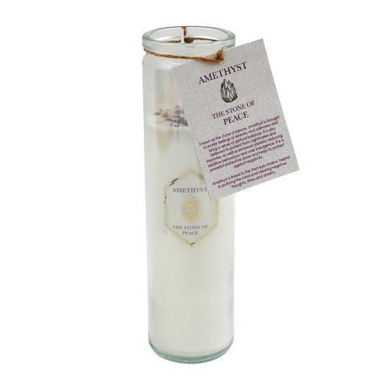 LAVENDER TUBE CANDLE WITH AMETHYST CRYSTALS