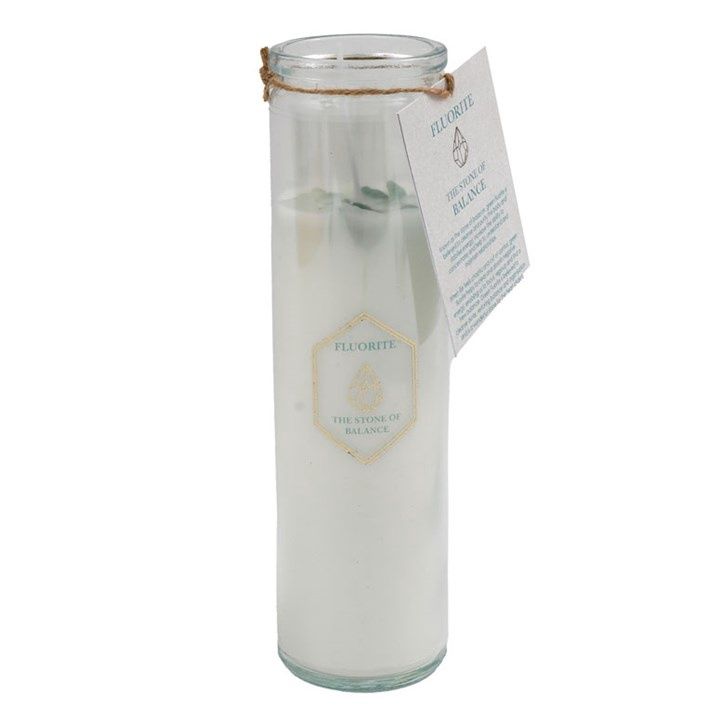 Black Tea Vetiver Tube Candle with Green Fluorite Crystals