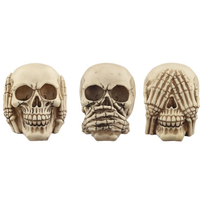 Set of 3 Hear No Speak No See No Evil Skulls (Large)
