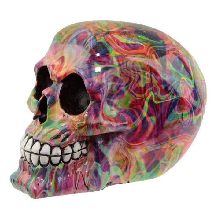 Rainbow Marble Effect Skull Ornament (Large)