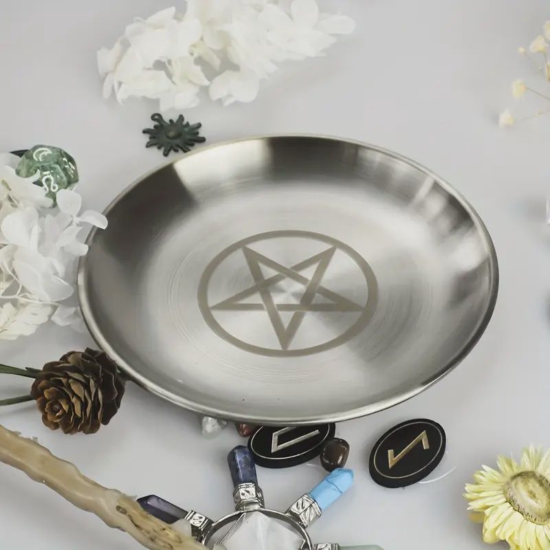 Stainless Steel Pentacle Altar Plate – 14 cm