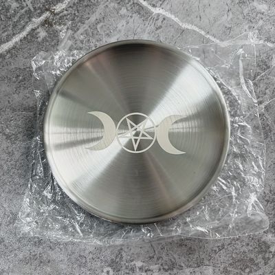 Stainless Steel Triple Moon Altar Plate – 14 cm