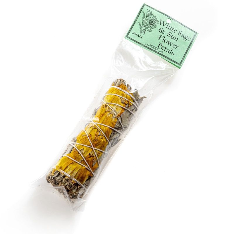 White Sage &amp; Sun Flower Petals Smudge Stick (5&quot;)