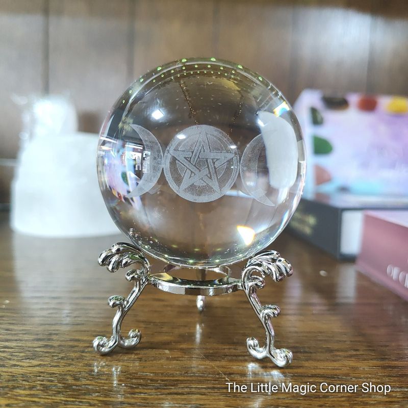 Triple Moon Goddess Crystal Ball - 60mm