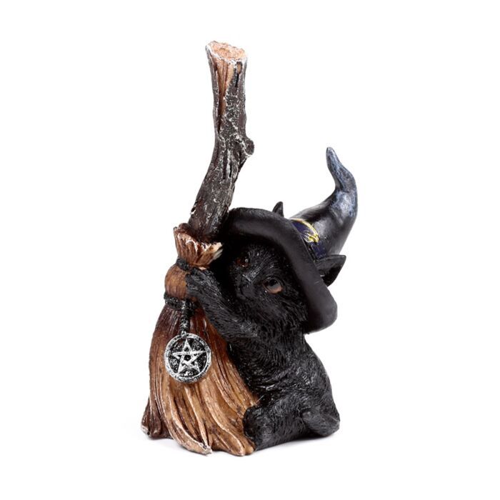 Witches Black Cat with Broomstick, Design: Cat Facing Left