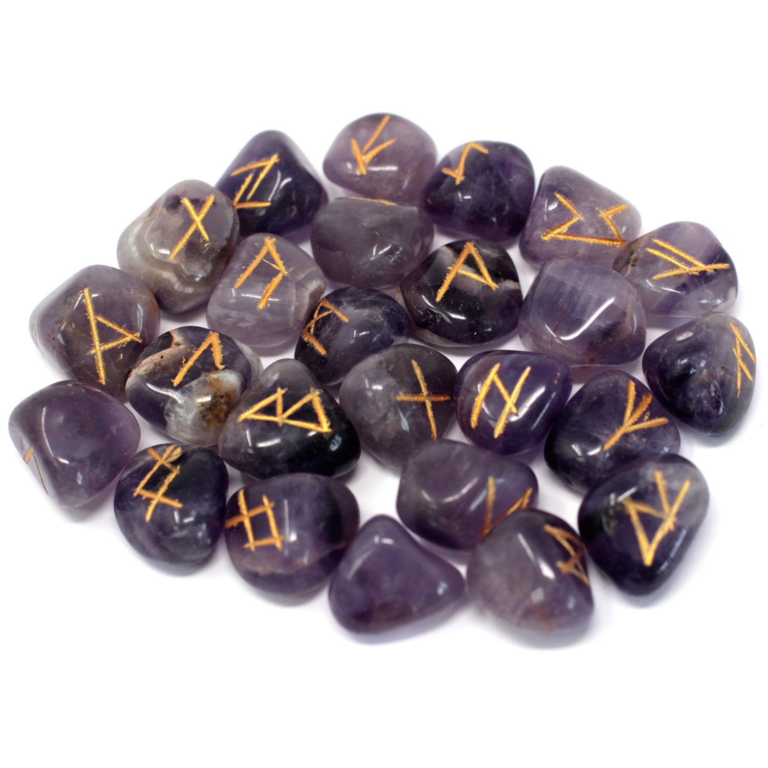 Runes Stone Set in Pouch - Amethyst