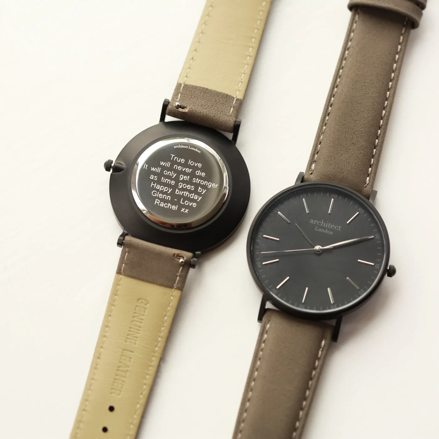 Modern Font Engraving - Men's Minimalist Watch + Urban Grey Strap