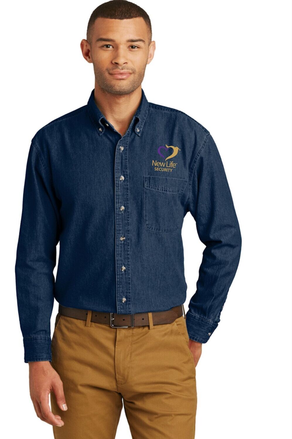 Embroidered Long Sleeve Denim Shirt (MEN)